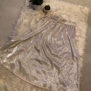 Who What Wear Silver Midi Skirt